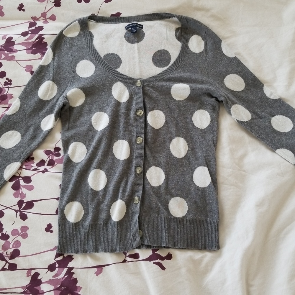 Cute Grey Fall Cotton Sweater American Eagle - Picture 3 of 4